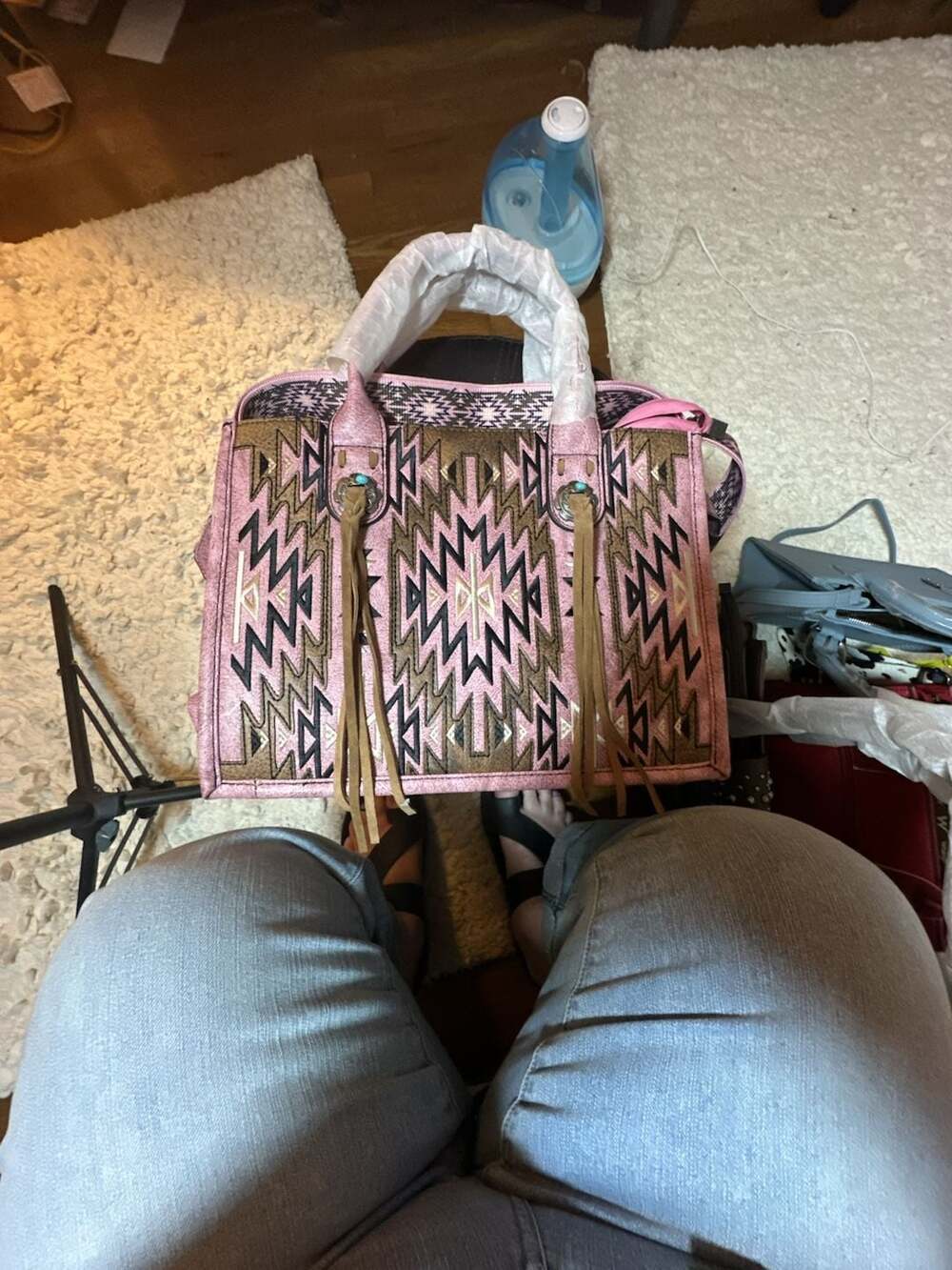 Montana West Southwestern Aztec Print Concealed Carry Tote and Crossbody Handbag